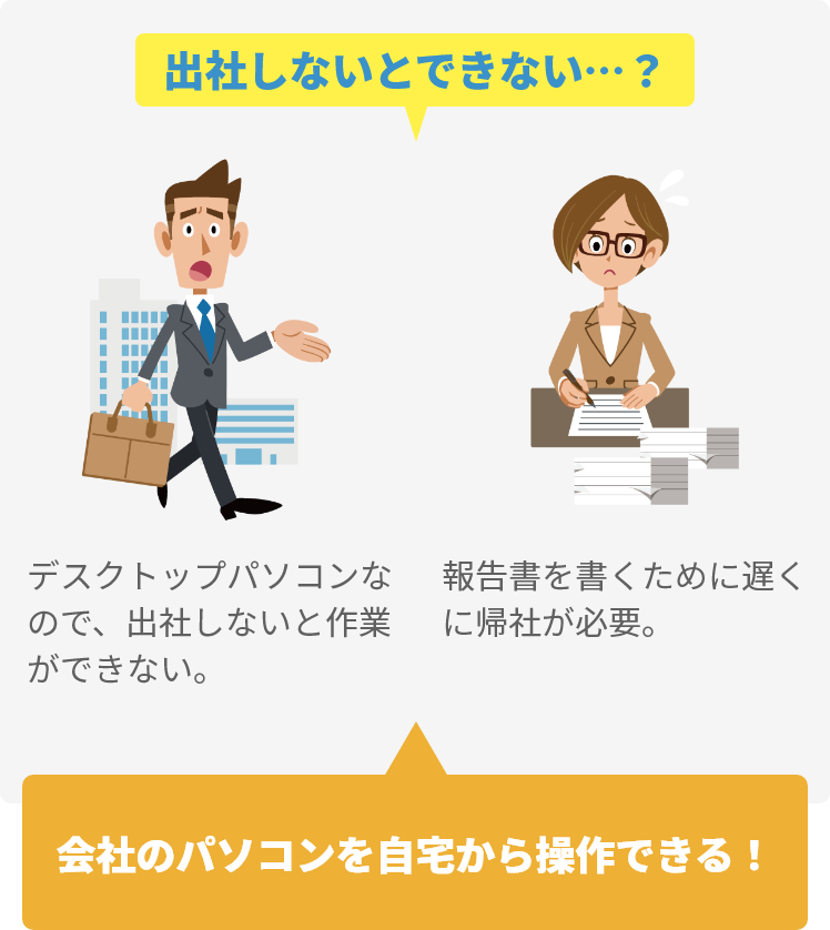 会社のパソコンを自宅から操作できる!